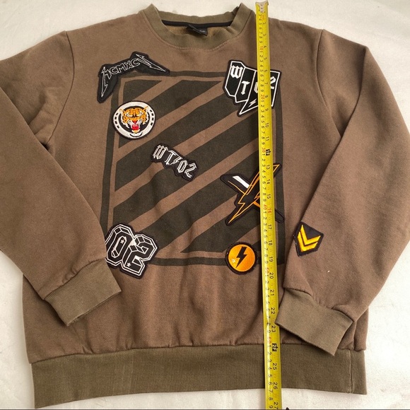 WT02 olive crew neck pullover sweatshirt M - Picture 5 of 5